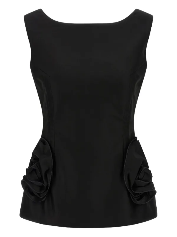 Magda Butrym Floral-embellishment Top in Black