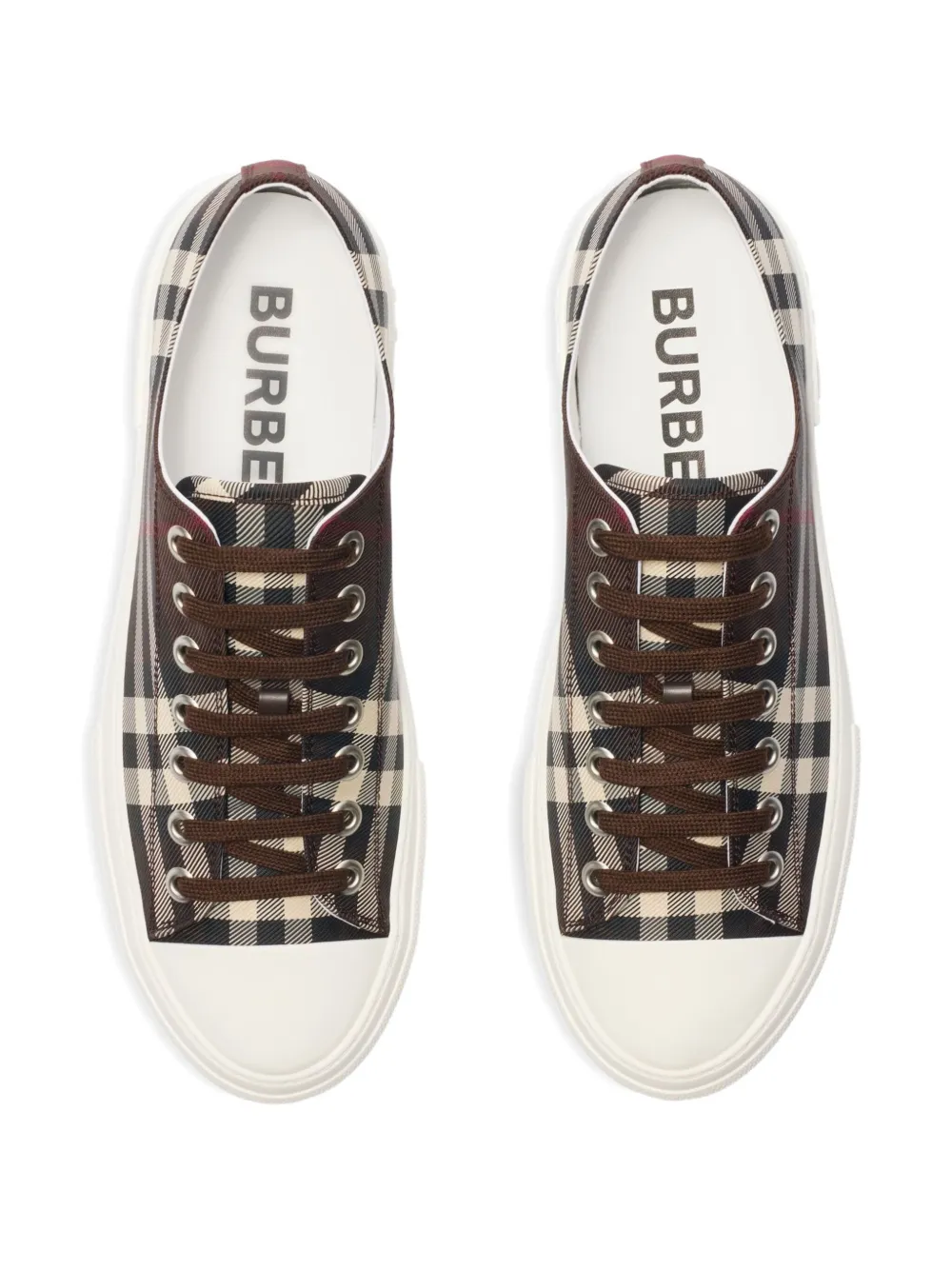 Burberry Check-pattern Lace-up Sneakers In Brown