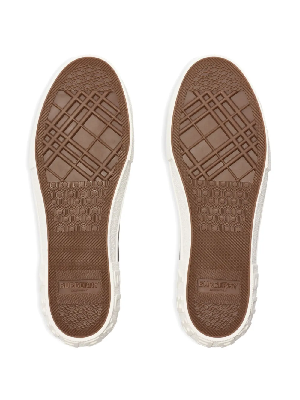Burberry Check-pattern Lace-up Sneakers In Brown