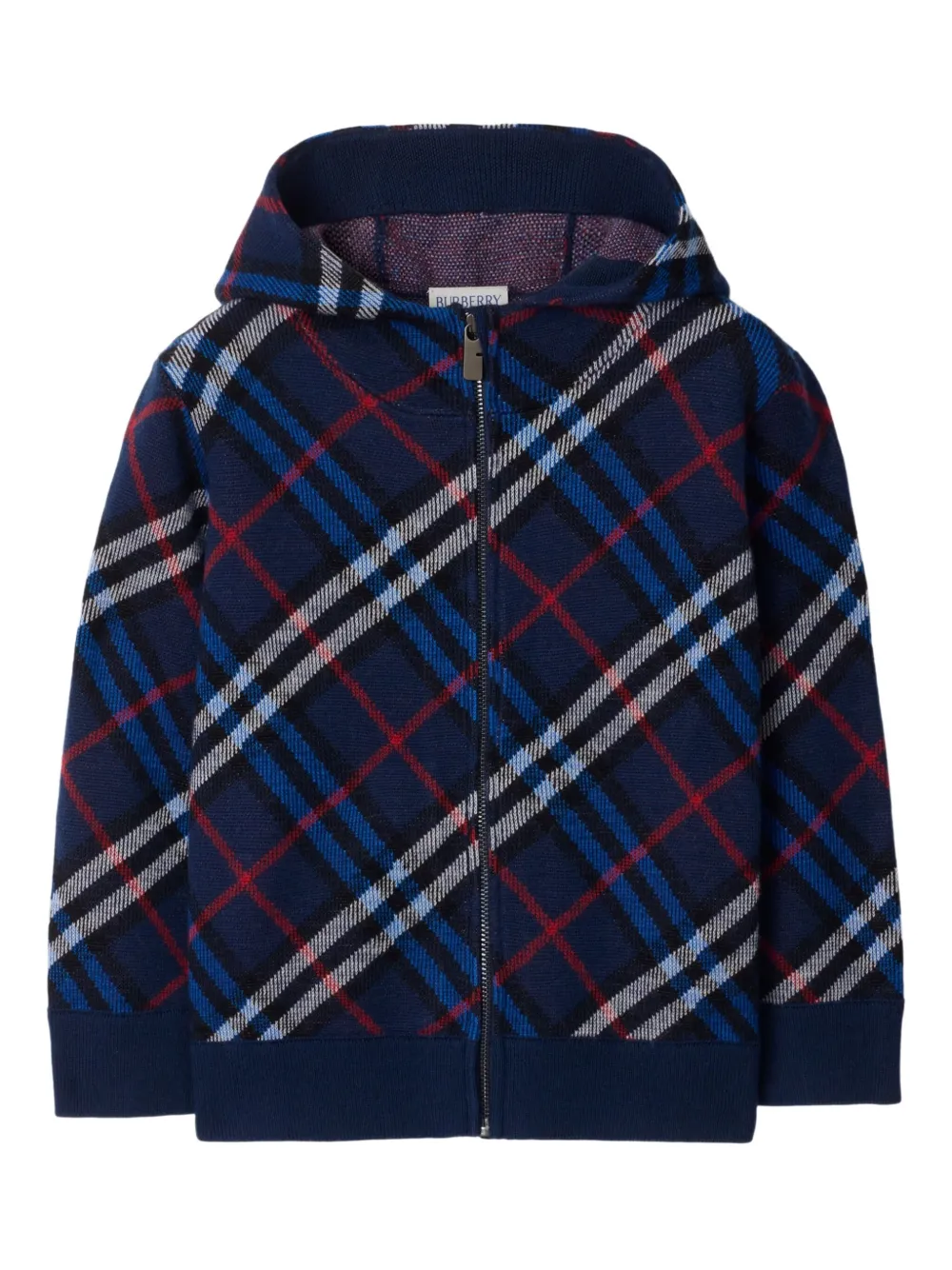 Burberry Kids check wool zip hoodie Blauw