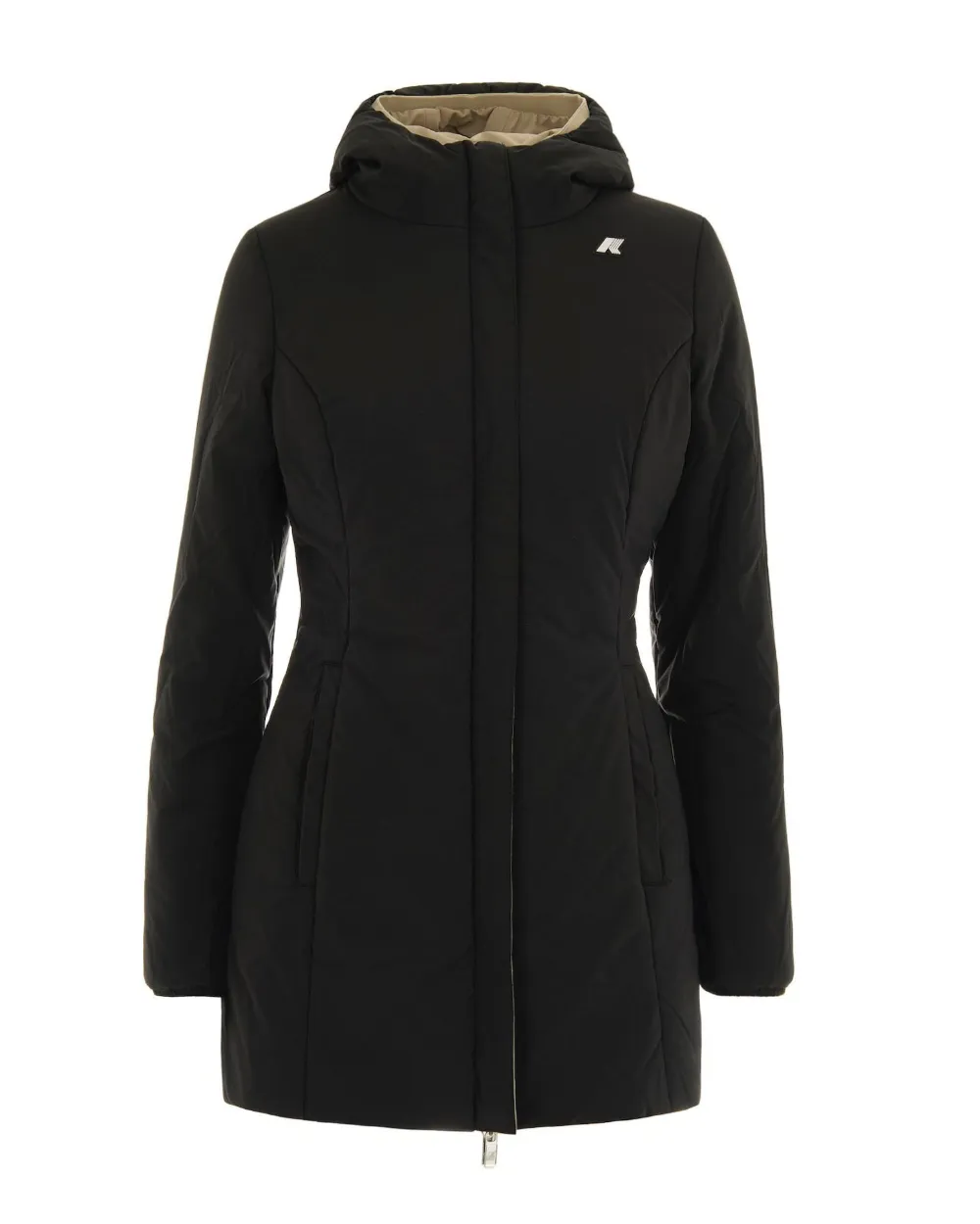 K-way Denise Eco-stretch Hooded Zip-front Jacket In Neutral