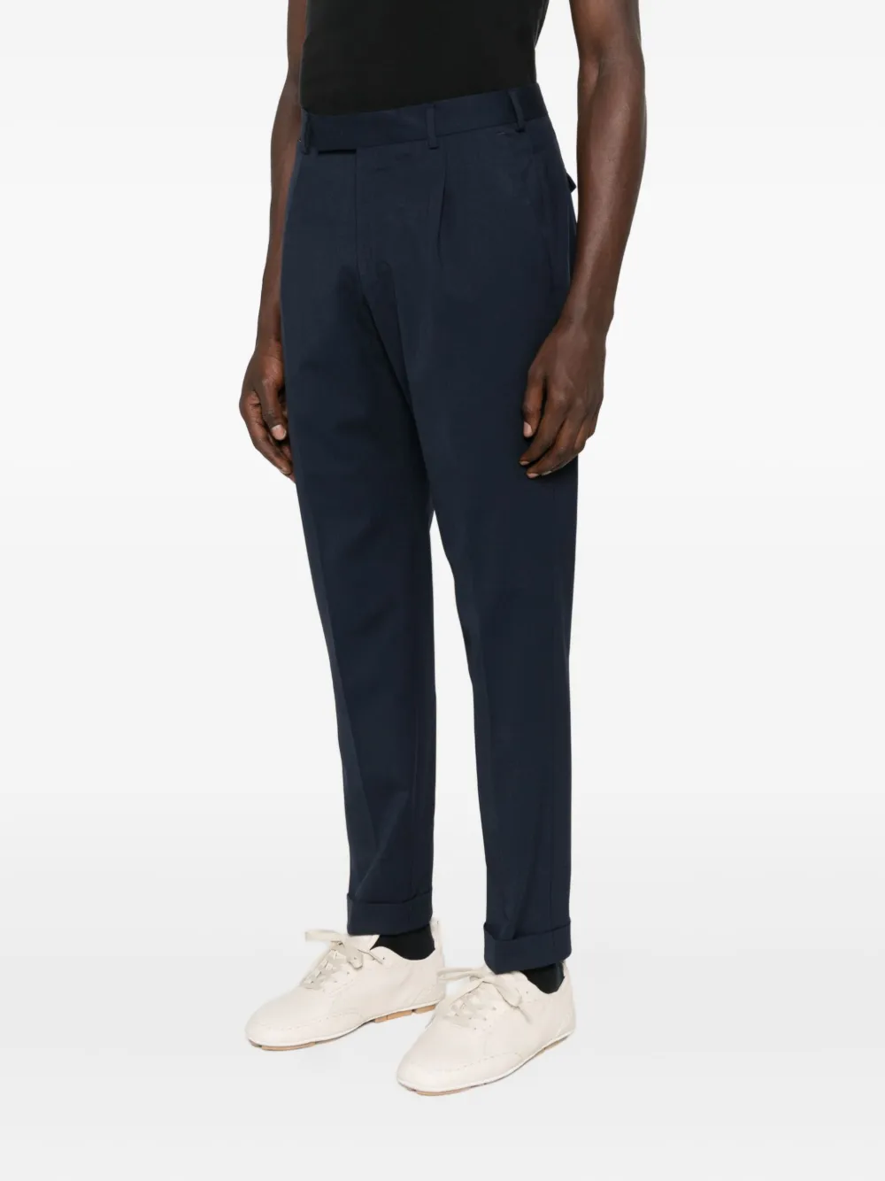 Pt Torino Pleated-cuffed Trousers In Blue