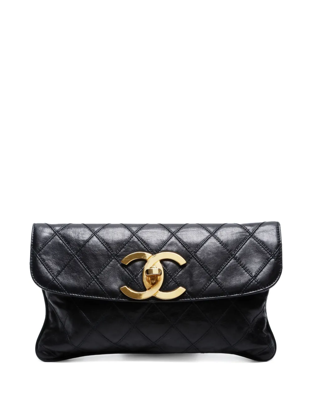 CHANEL Pre-Owned 1989-1991 ダイヤパターン クラッチバッグ - ブラック CHANEL Pre-Owned 1989-1991 ダイヤパターン クラッチバッグ - ブラック