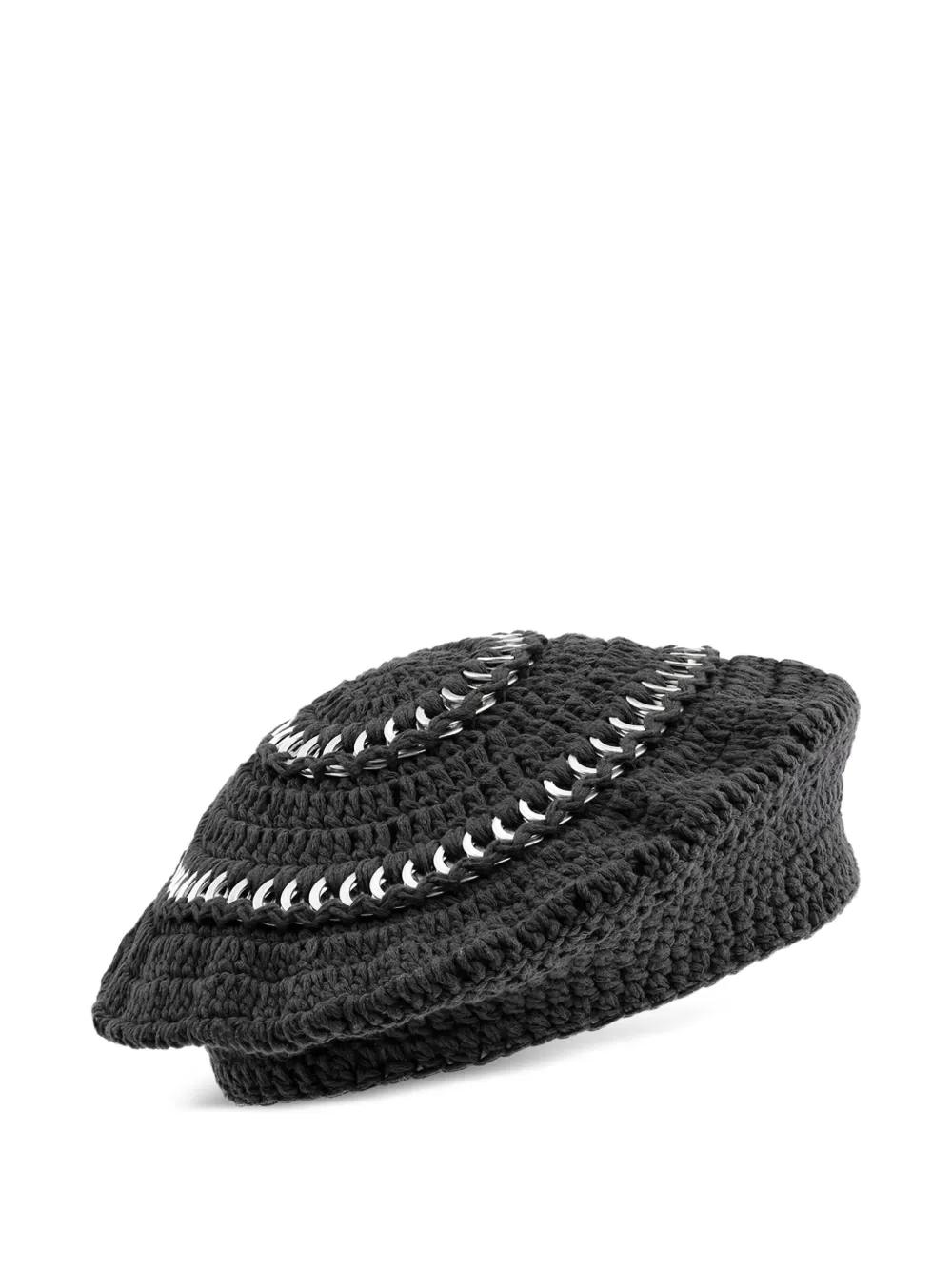 GANNI chain-embellished knitted beret Zwart