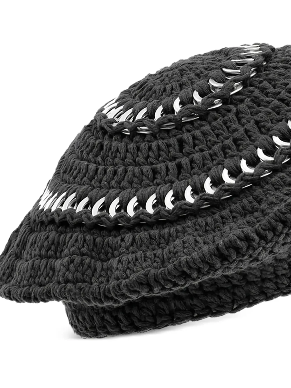 GANNI chain-embellished knitted beret - Zwart