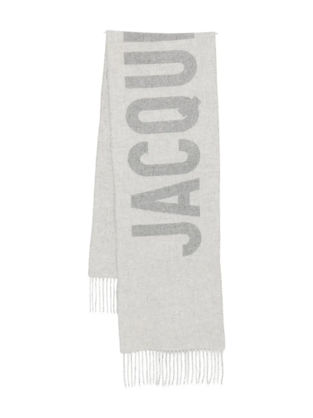 Jacquemus logo-jacquard fringe-edges scarf Grijs