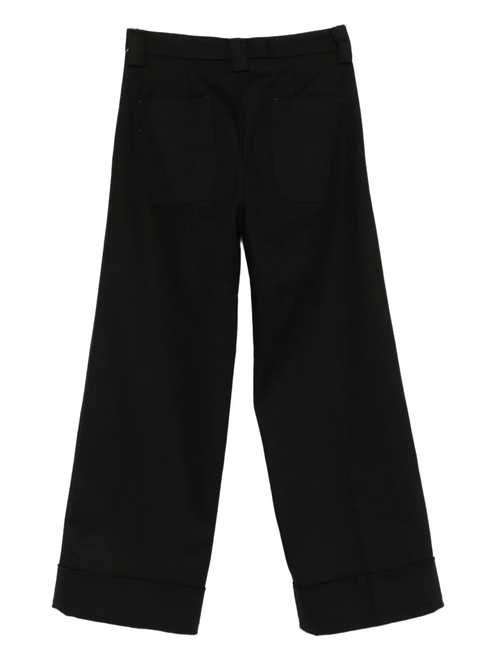 White Sand Cuffed Button-closure Trousers In Black