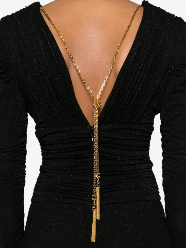 ELISABETTA FRANCHI ストラップレスロングドレス 在庫わずか◇ELISABETTA FRANCHI チェーン付 マーメイドドレス