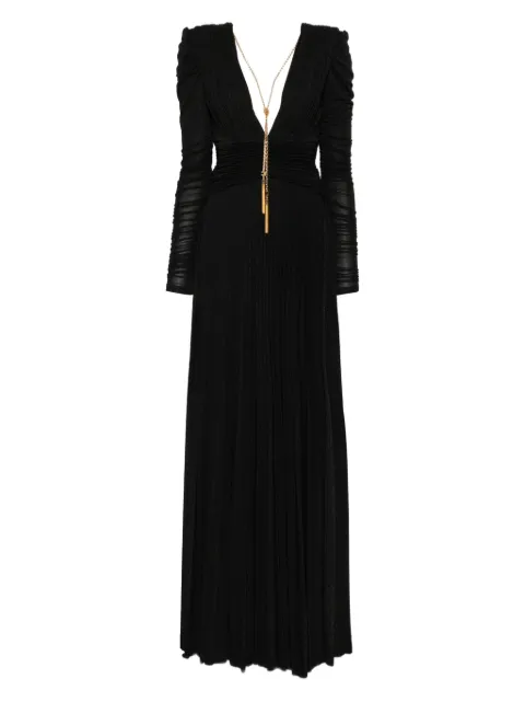 Elisabetta Franchi pleated chain-embellished long dress