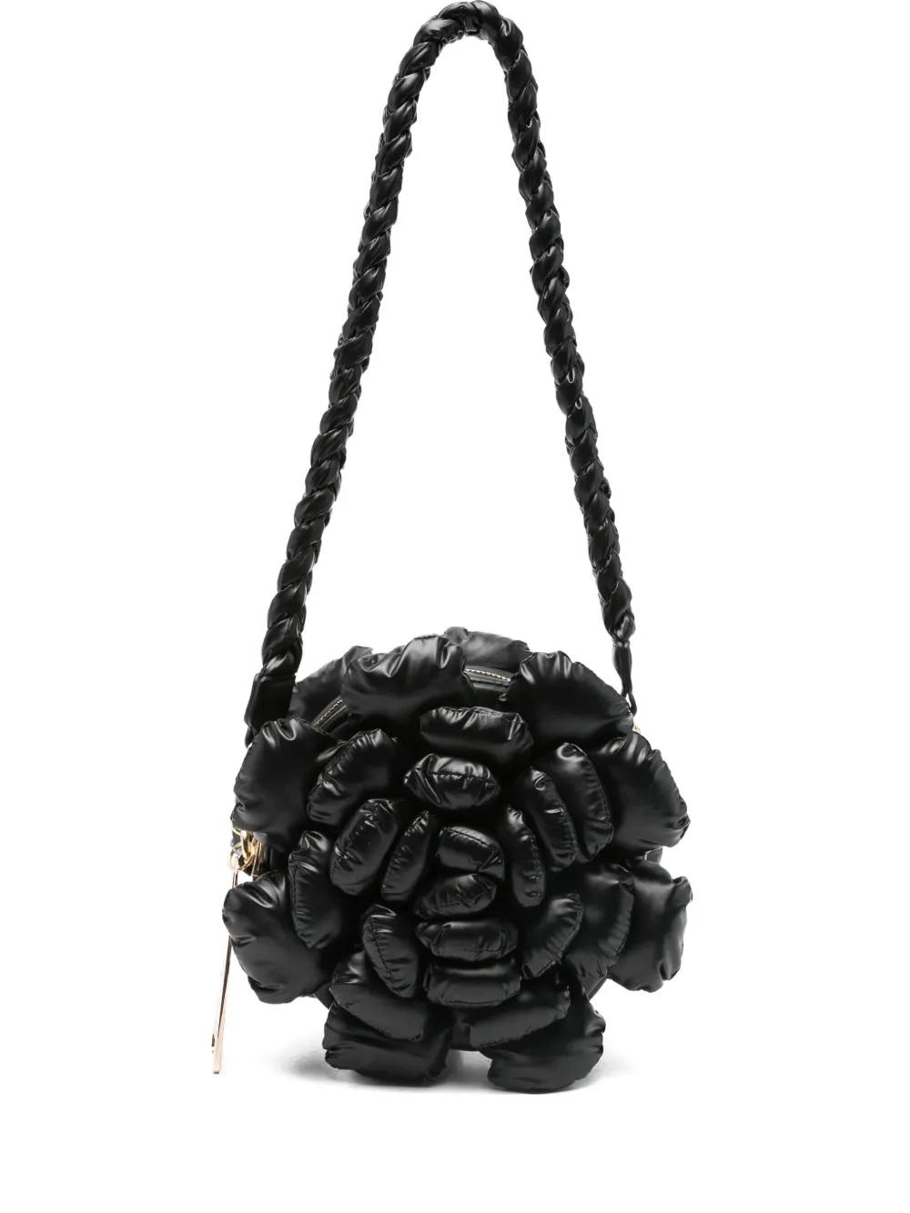 La Milanesa Rose-shaped Braided-strap Shoulder Bag In Black
