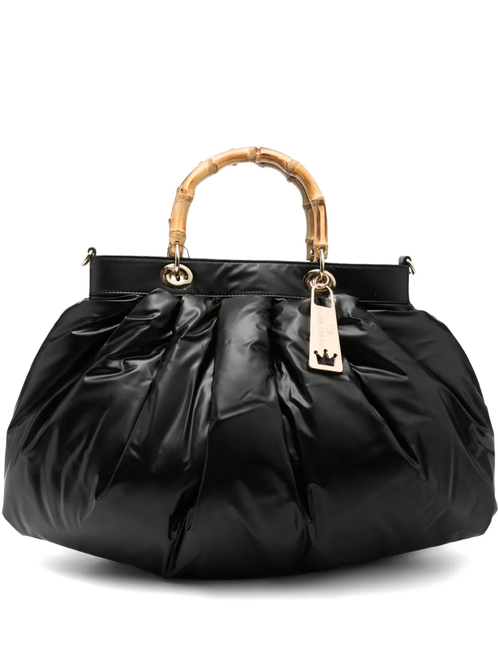 La Milanesa Quilted Bamboo-handle Tote Bag In Black