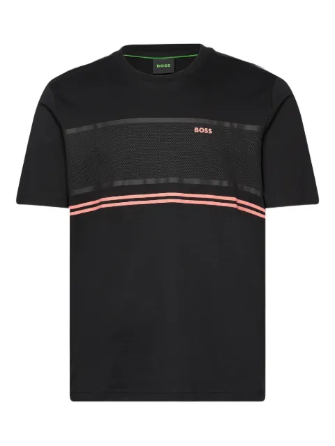 BOSS mesh-panel striped T-shirt