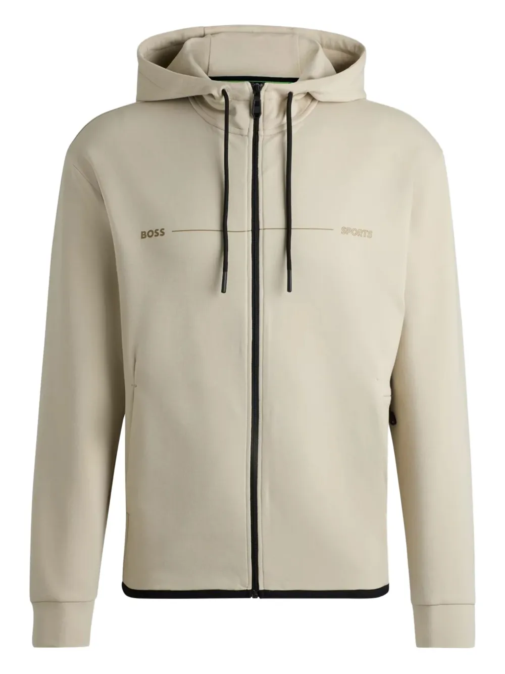 BOSS Hoodie met rits en trekkoord Beige
