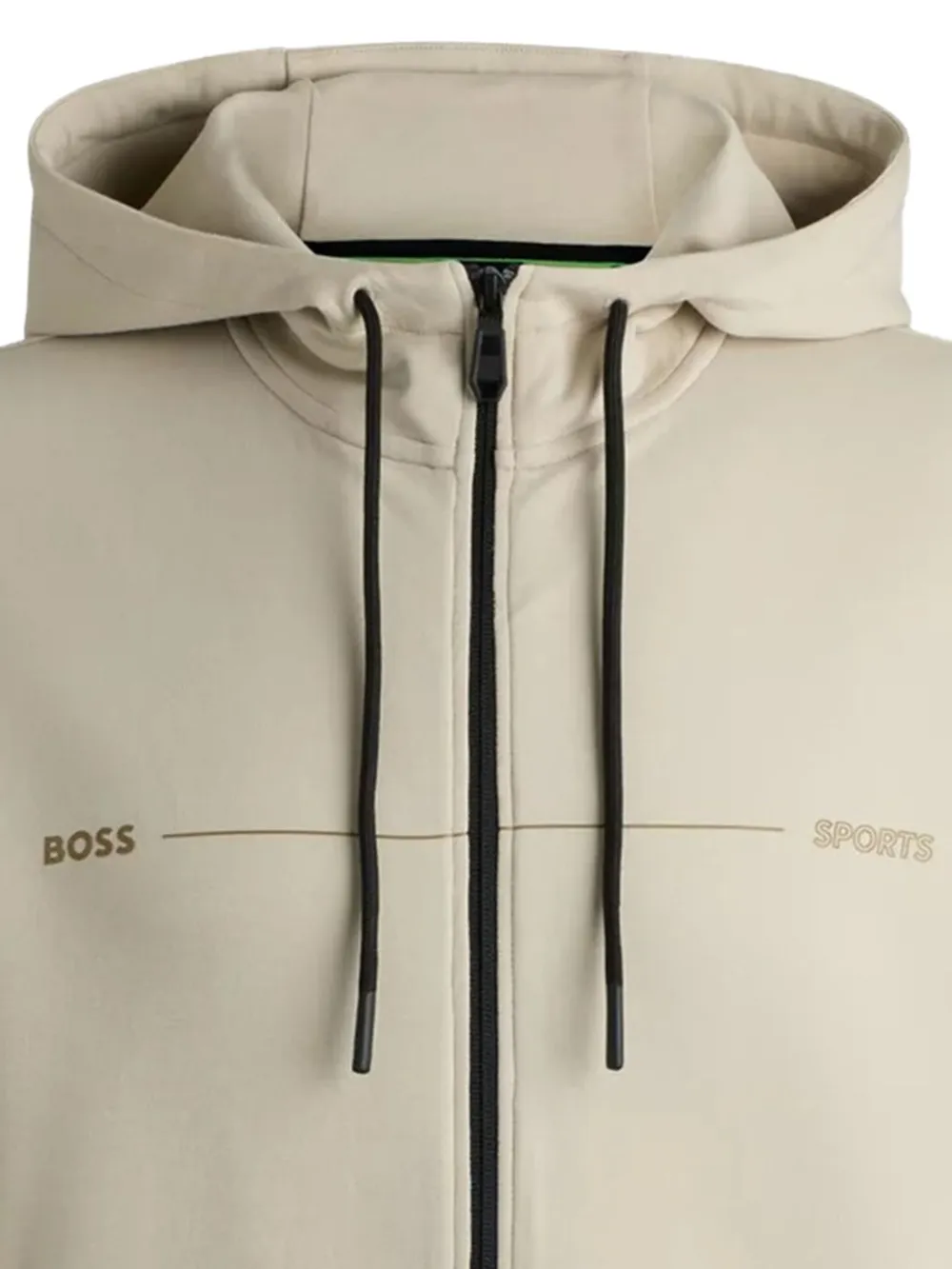 BOSS Hoodie met rits en trekkoord Beige