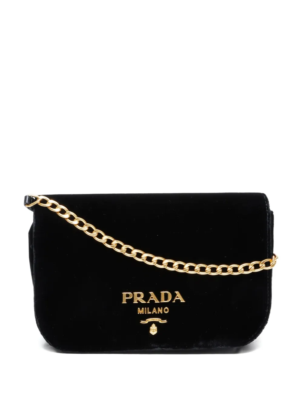 Pre-owned Prada 2000-2020s Velvet-finish Crossbody Bag In Black