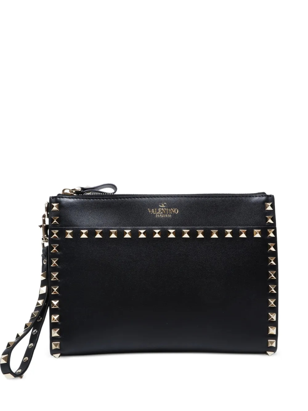 Valentino Garavani Pre-Owned 2000-2020s studded leather clutch bag | Black | Image 1