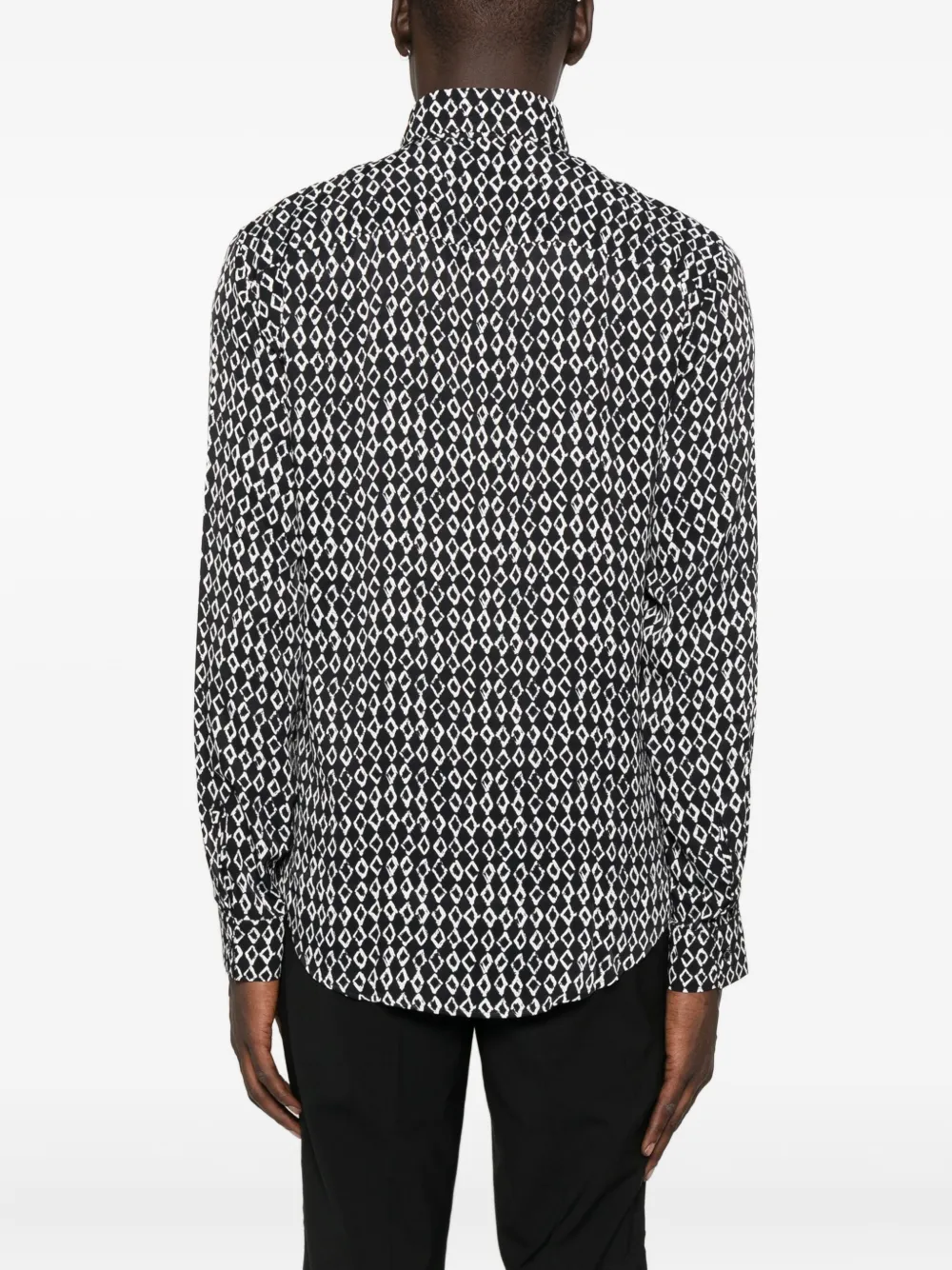 Patrizia Pepe Geometric-print Long-sleeve Shirt In Black