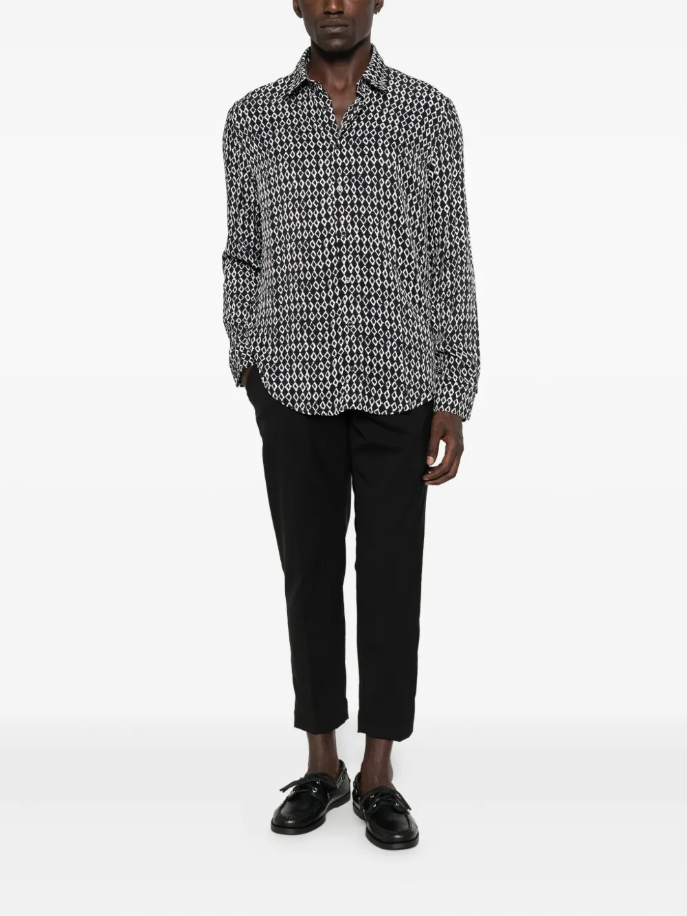 Patrizia Pepe Overhemd met geometrische print - Zwart