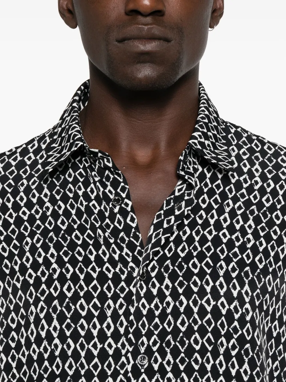 Patrizia Pepe Geometric-print Long-sleeve Shirt In Black