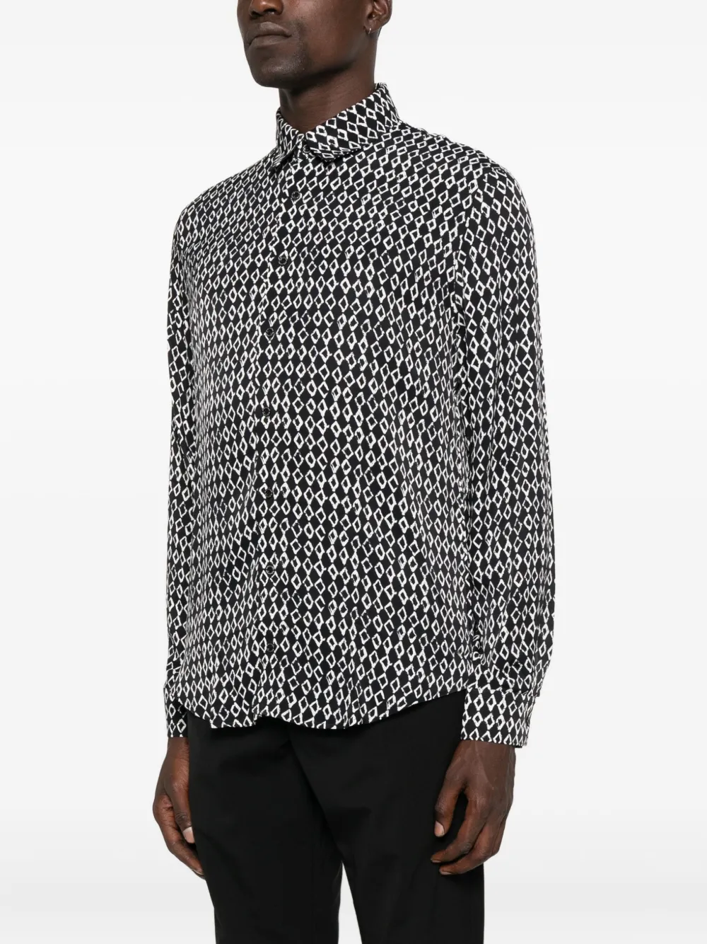 Patrizia Pepe Geometric-print Long-sleeve Shirt In Black
