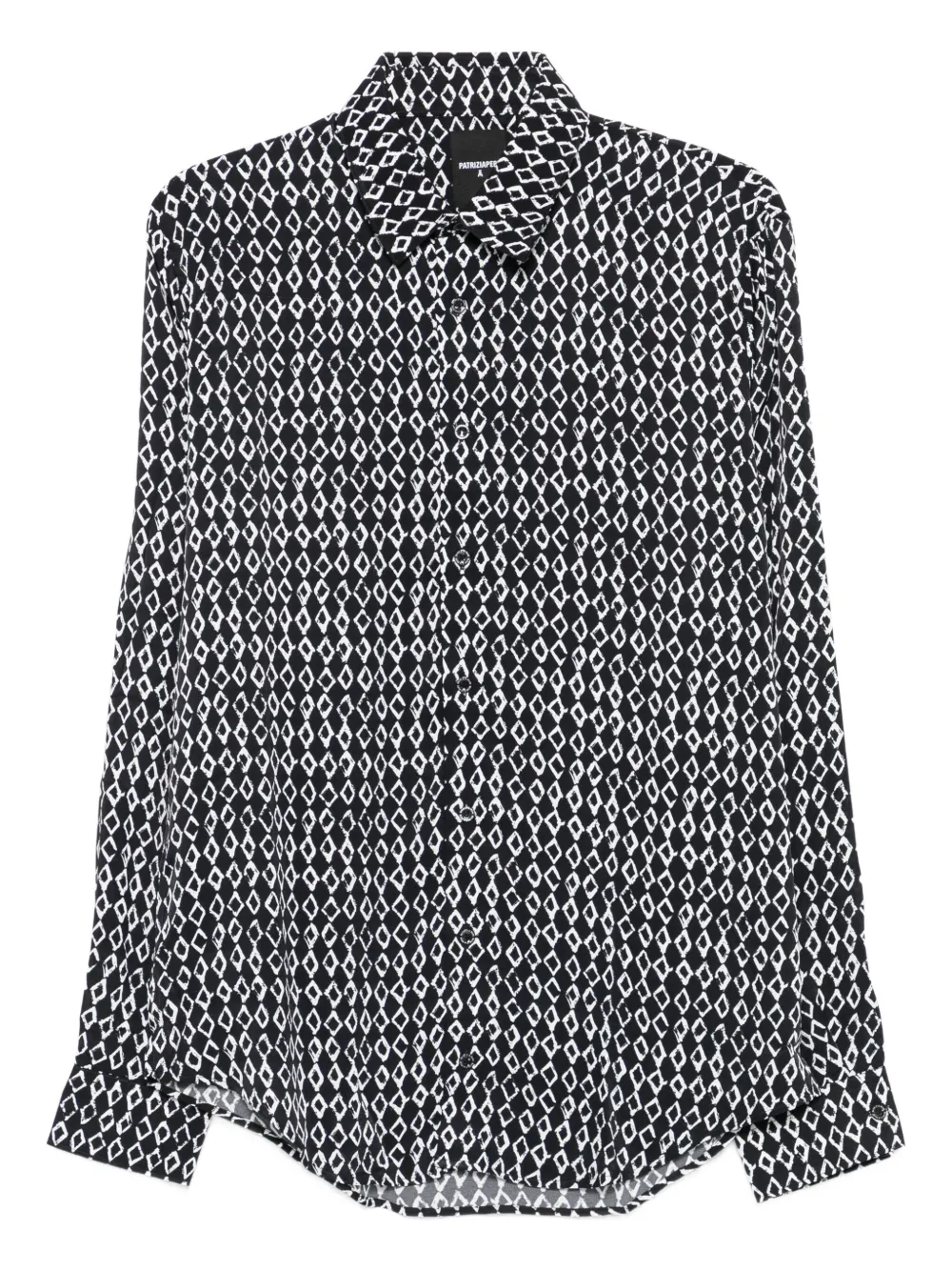 Patrizia Pepe Geometric-print Long-sleeve Shirt In Black