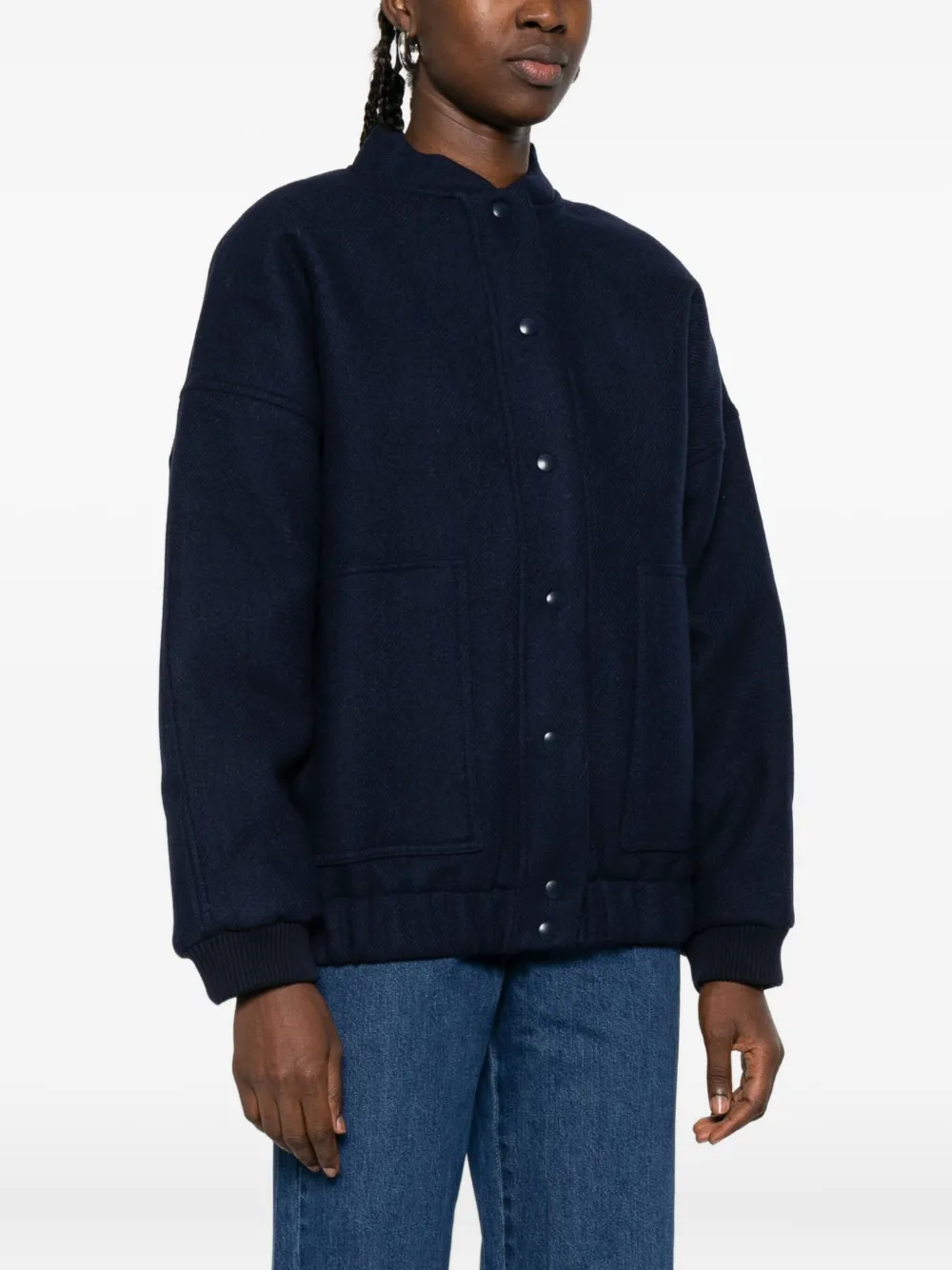 THE NEW SOCIETY Bomberjack met zakdetail Blauw