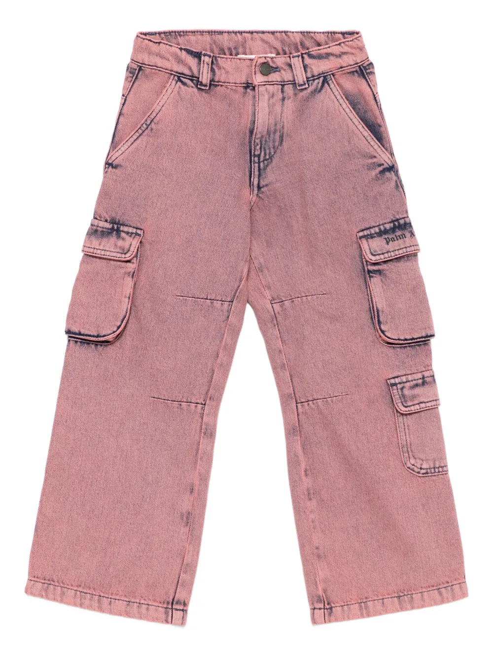Palm Angels Kids cargo pocket jeans Roze