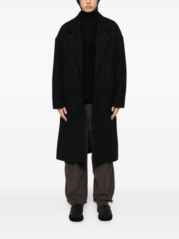 Devoa Pinstripe Wool Coat | Black | FARFETCH