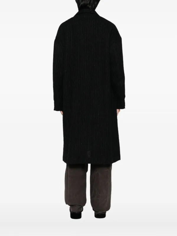 Devoa Pinstripe Wool Coat | Black | FARFETCH