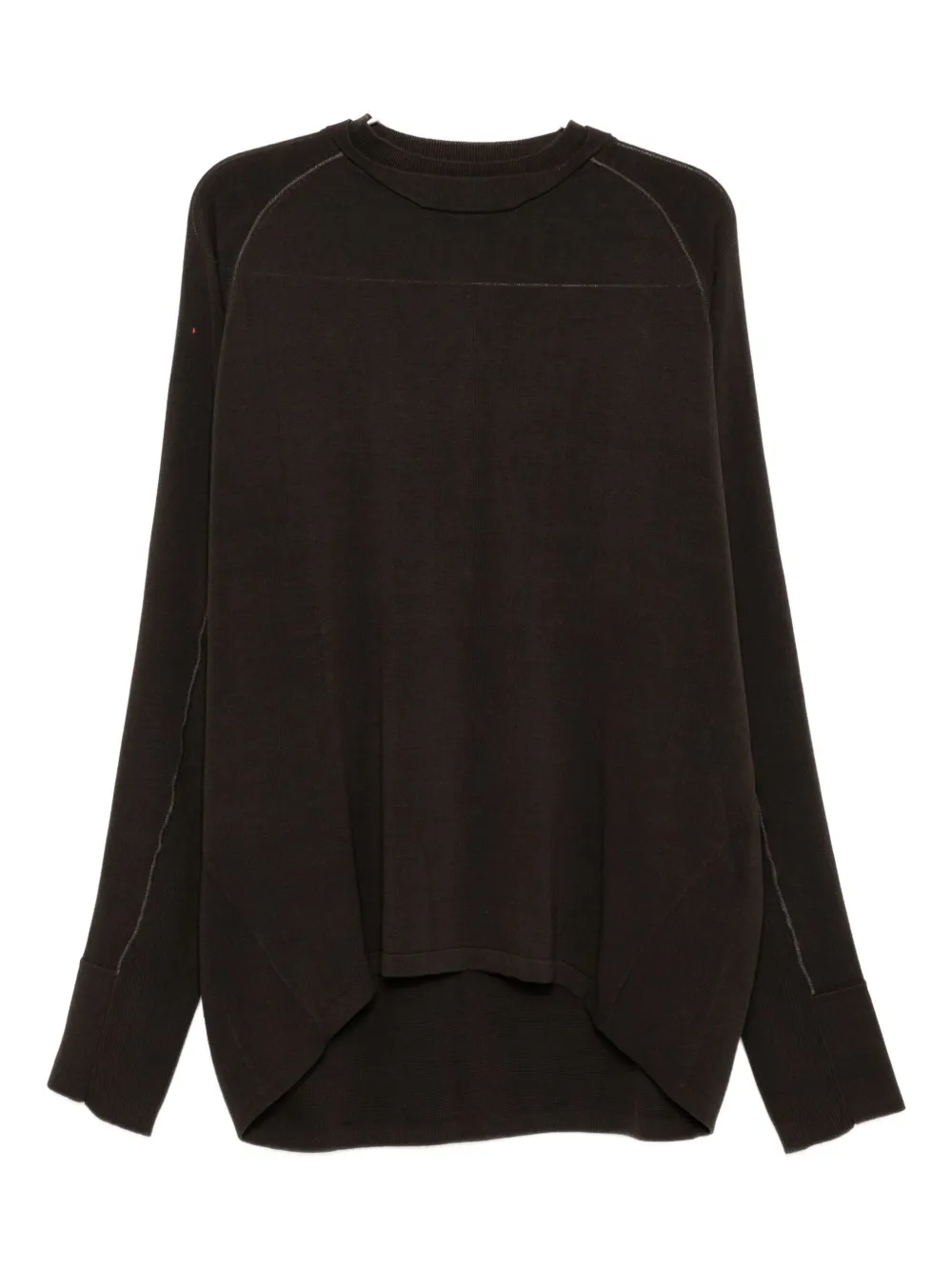 Devoa Panelled Cotton Jumper In Brown