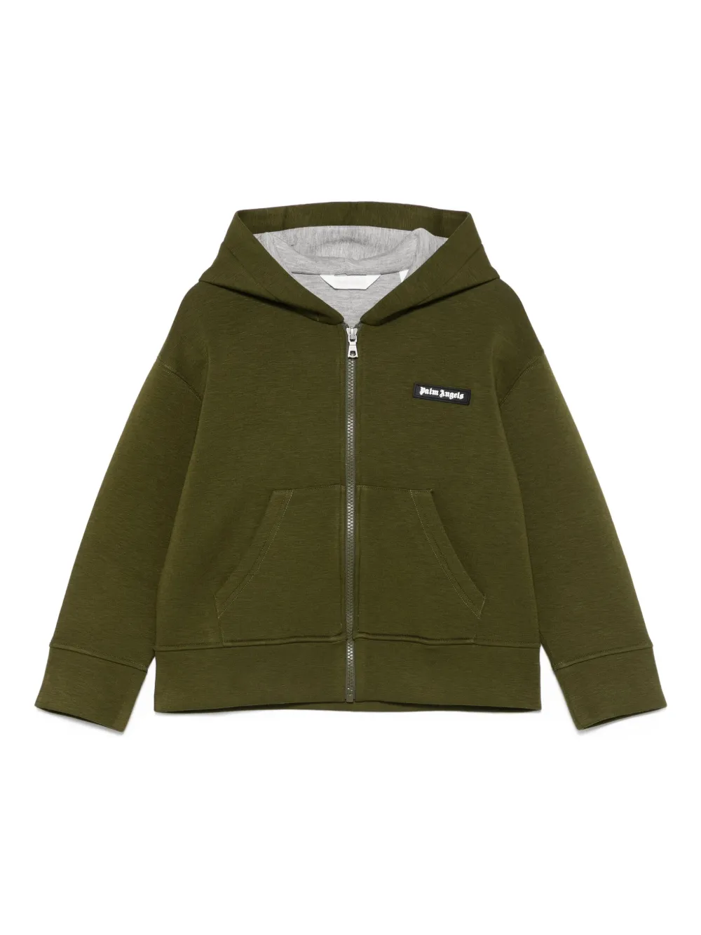 Palm Angels Kids logo-details zip-up hoodie Groen