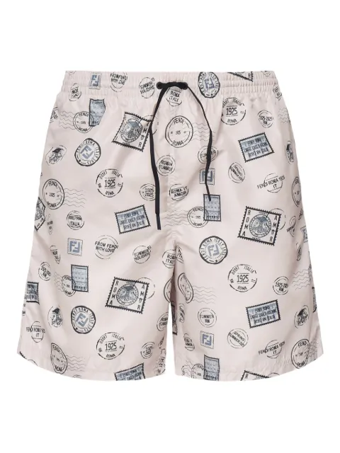FENDI postage-stamp print swim shorts