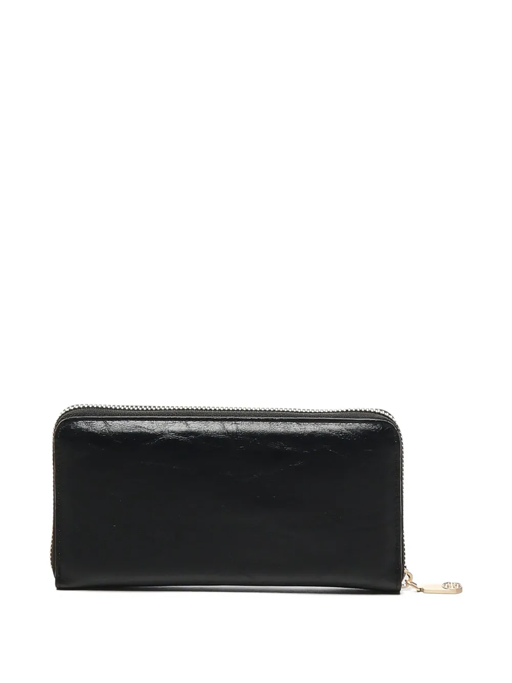 V73 Logo-plaque Zip-around Wallet In Black