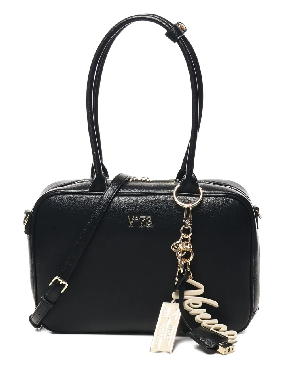 V73 Top-handle Zip-fastening Shoulder Bag In Black