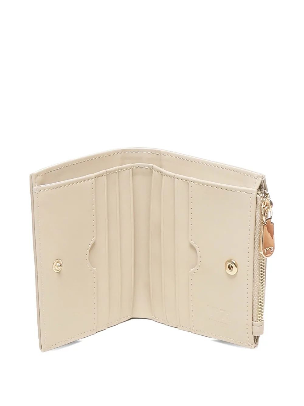 V73 Zip-top Logo-plaque Wallet In Neutral