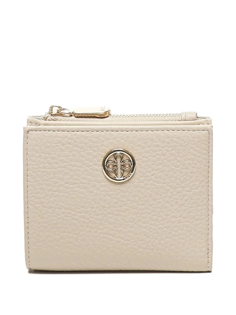 V73 Zip-top Logo-plaque Wallet In Neutral