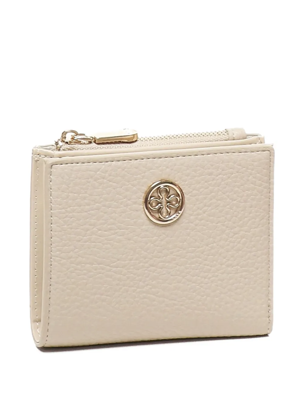 V73 Zip-top Logo-plaque Wallet In Neutral
