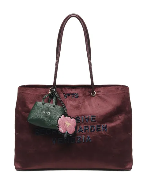 V°73 embroidered velvet tote bag