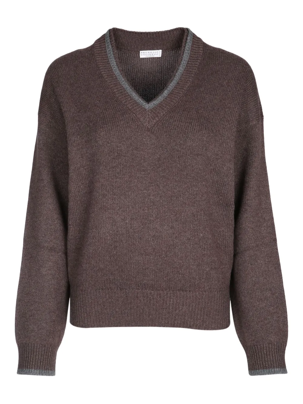 Brunello Cucinelli V-neck ribbed sweater Bruin