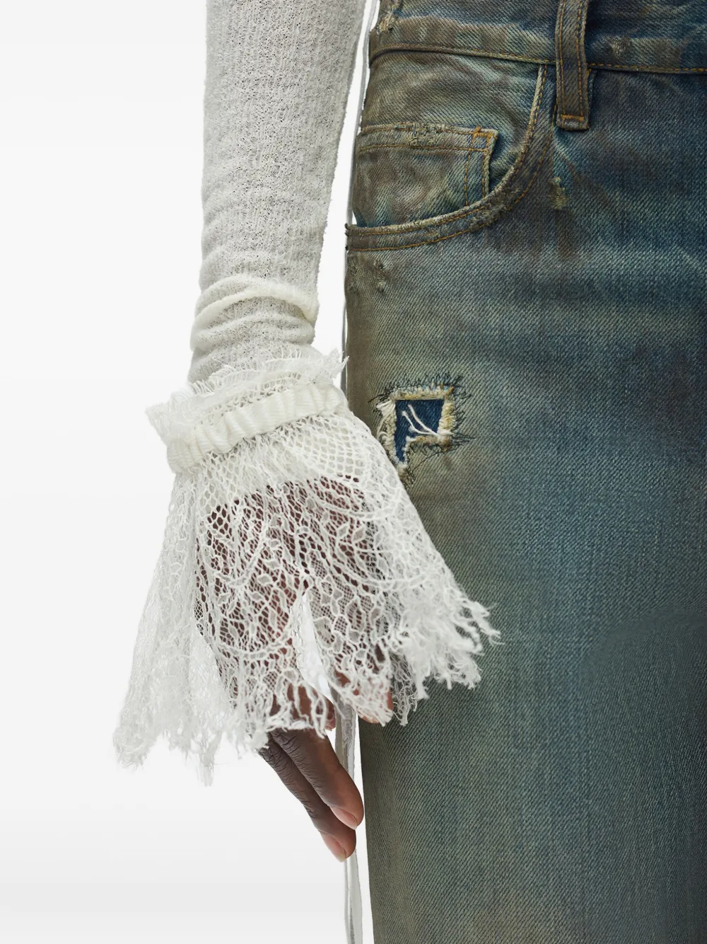 Ann Demeulemeester Top met kant - Wit