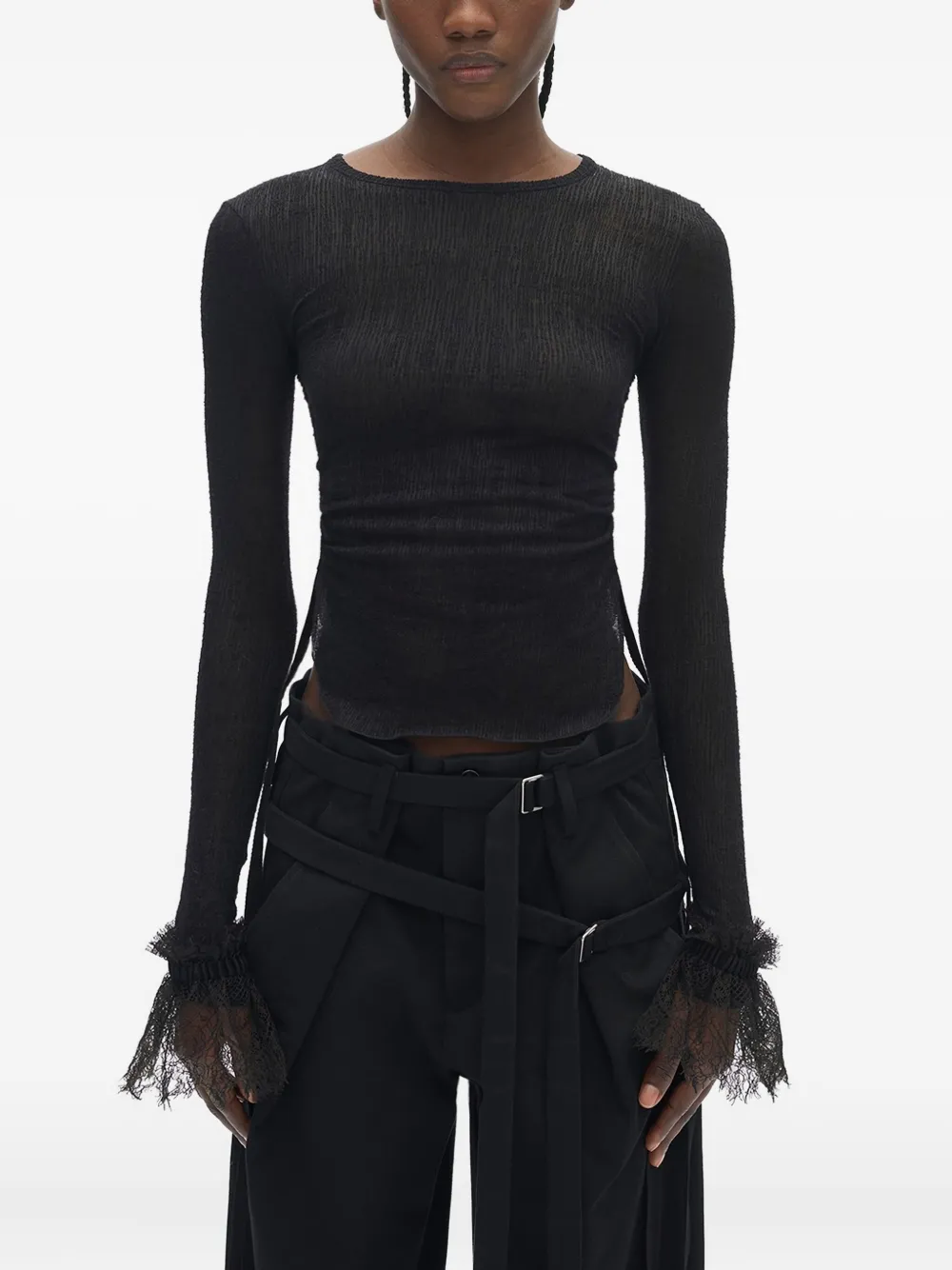 Ann Demeulemeester top con detalle de encaje | negro | Image 1
