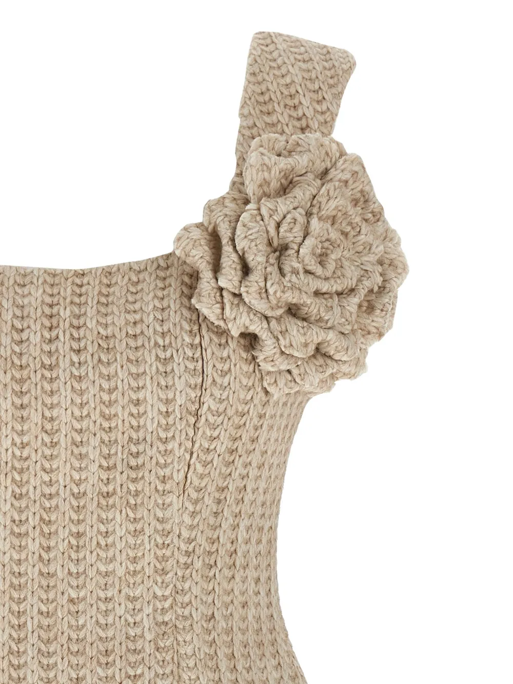 Giuseppe Di Morabito knitted rose-embellished mini dress - Beige