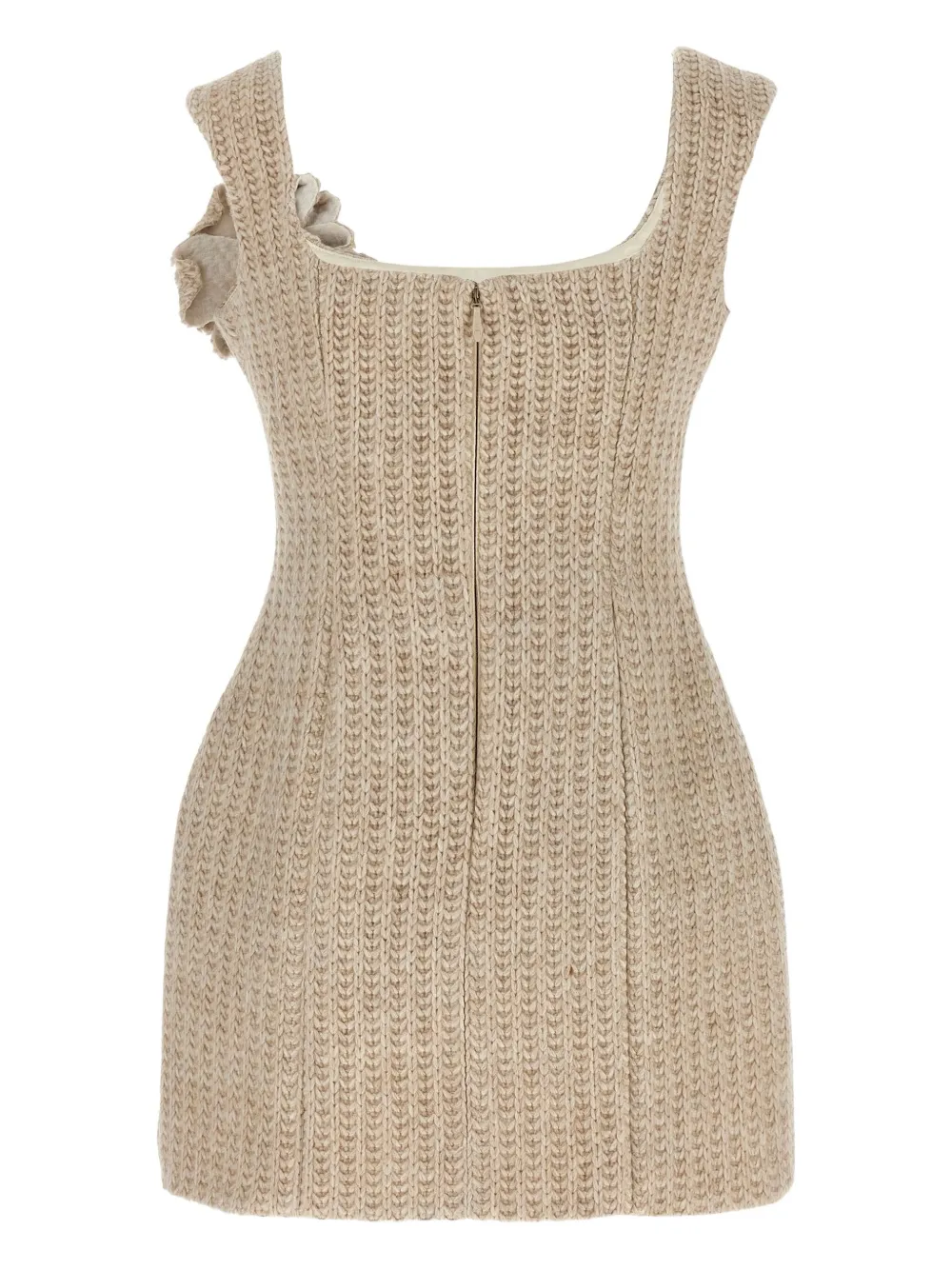 Giuseppe Di Morabito knitted rose-embellished mini dress Beige