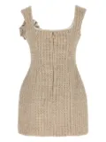 Giuseppe Di Morabito knitted rose-embellished mini dress - Neutrals