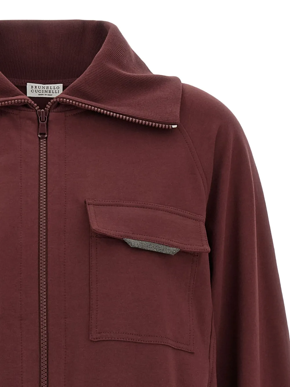 Brunello Cucinelli Sweater met klepzak en hoge hals Rood