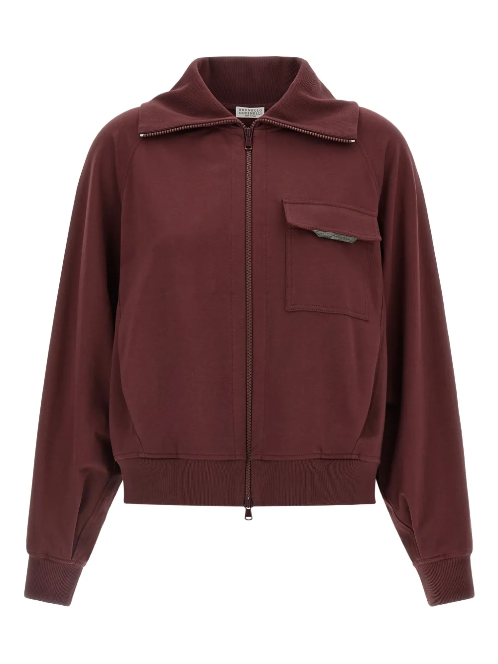 Brunello Cucinelli Sweater met klepzak en hoge hals Rood