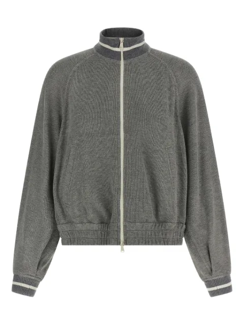 Brunello Cucinelli ribbed-knit cropped bomber jacket