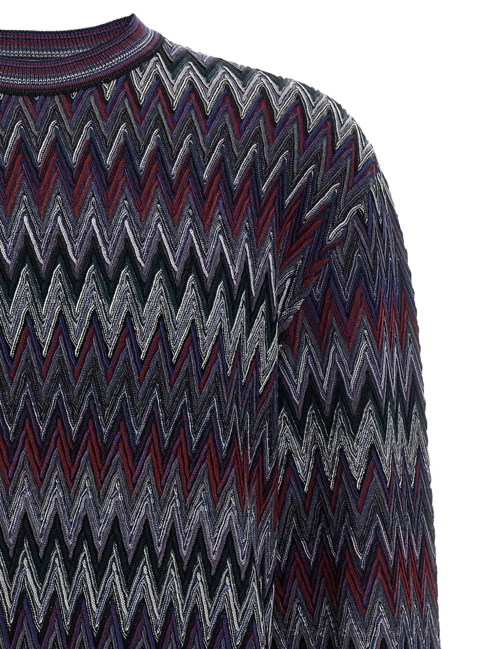 Missoni zigzag-pattern crew-neck sweater Blauw