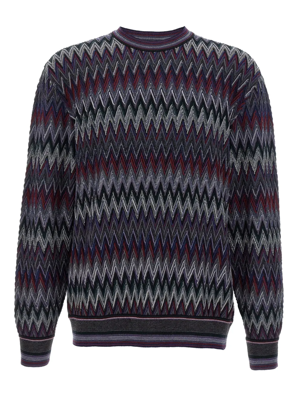 Missoni zigzag-pattern crew-neck sweater Blauw