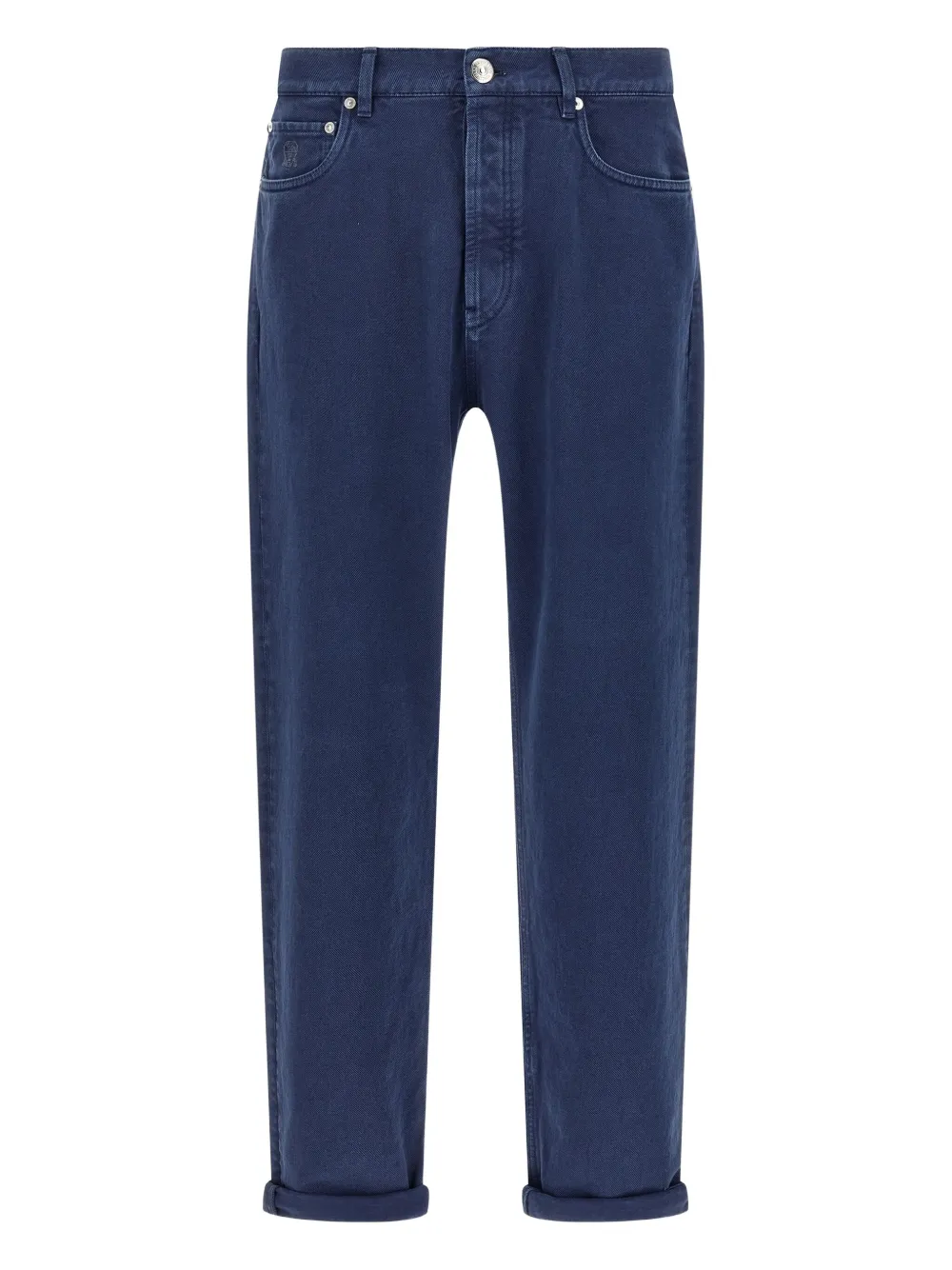 Brunello Cucinelli Jeans met logopatch en geverfd effect Blauw